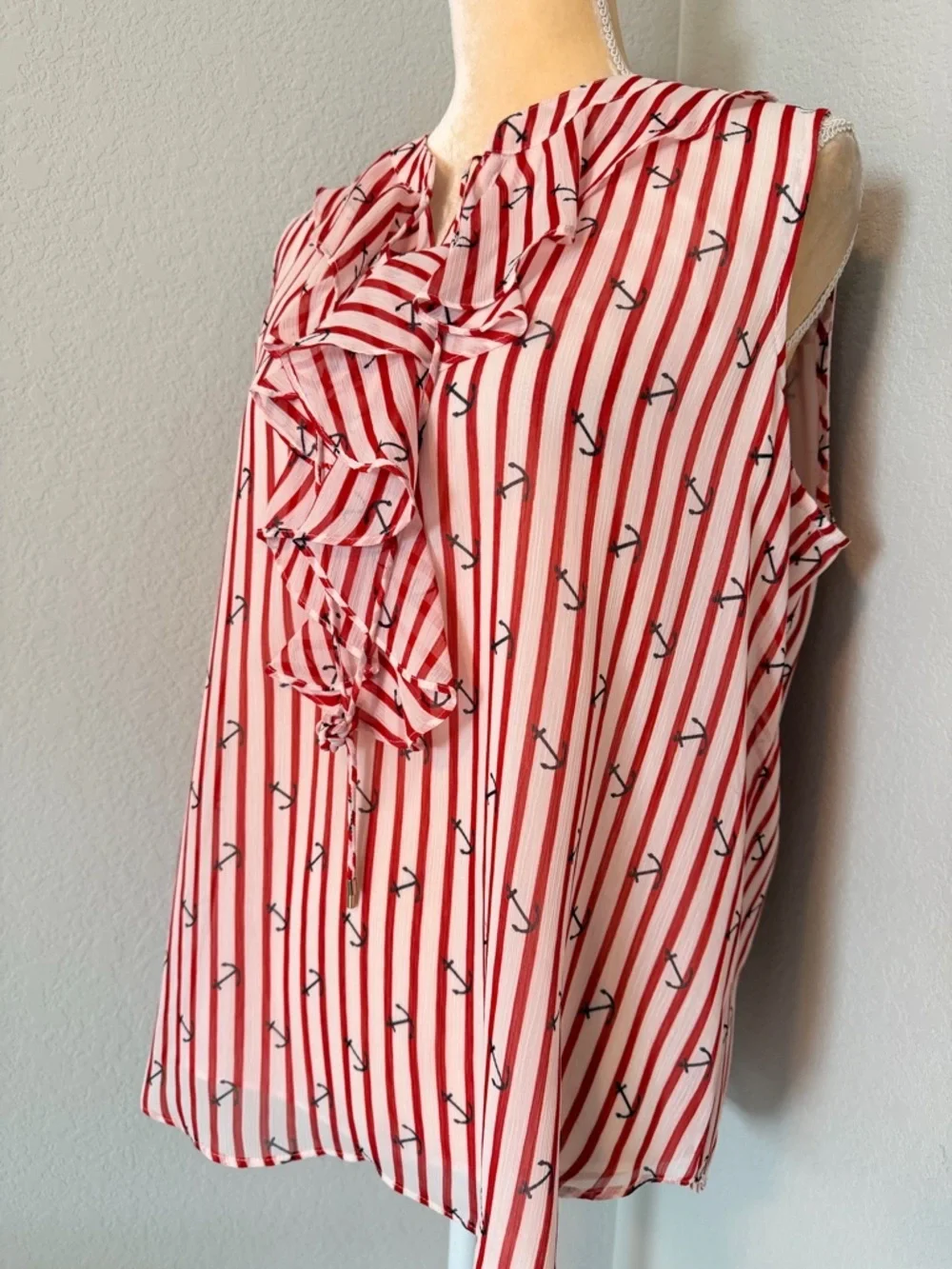 Tommy Hilfiger Nautical Ruffle Tie-Neck Blouse - Picture 3 of 8